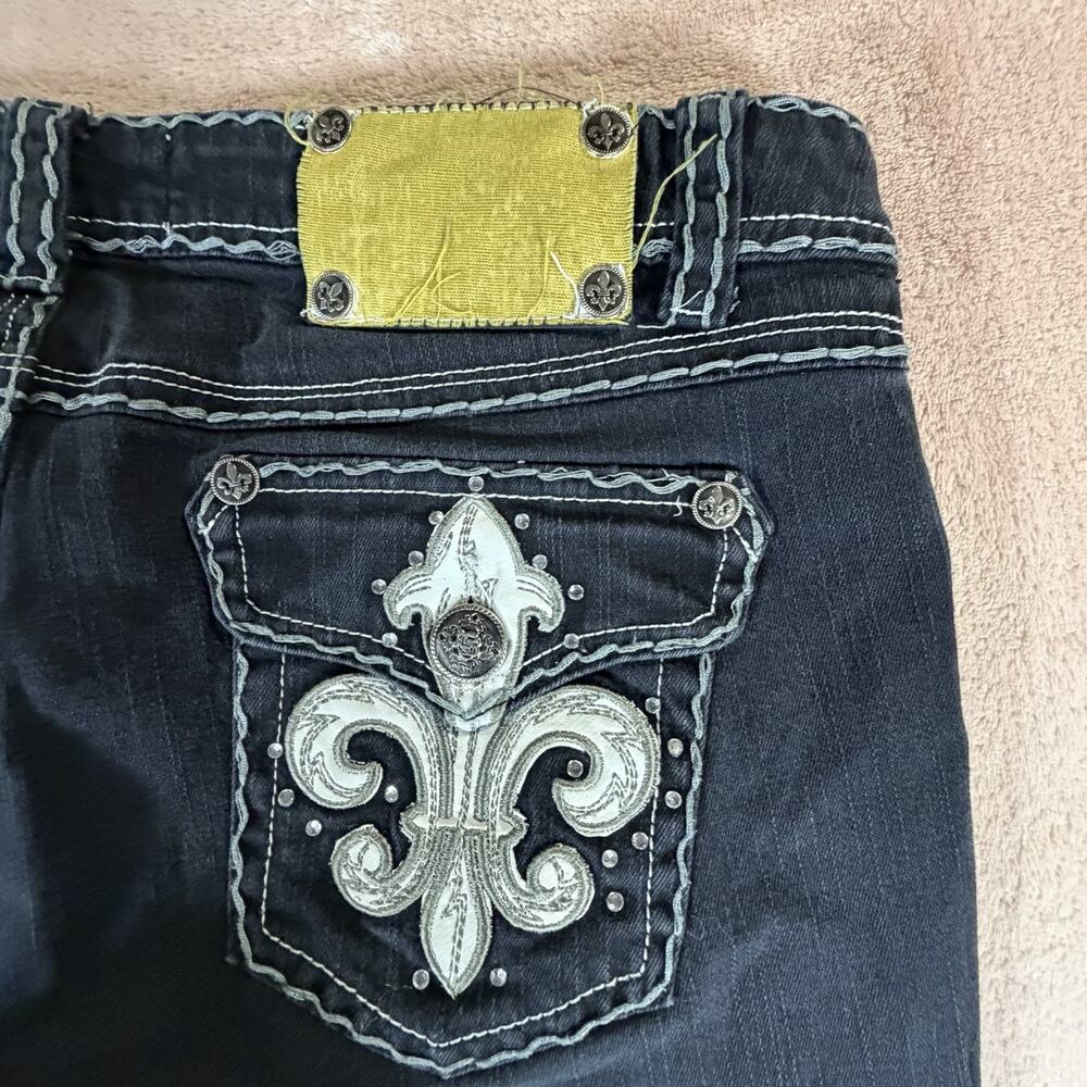 Raw Blue Women 11/12 Vintage Fleur De Lis Embroidered Jeans - Picture 9 of 9